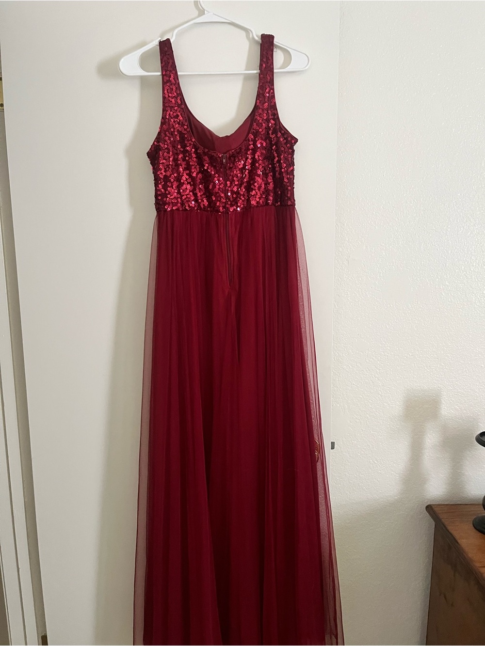 Ever Pretty Wine Sequin Bodice Tulle Maxi Dress